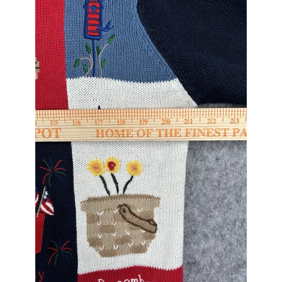 VTG Fall Cardigan Sweater Stitched Knit Months Pumpkin Ghost Grandma Teacher M - Picture 7 of 9